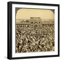 In the Court of the Jumma Mosque During the Annual Fast, Delhi, India-Underwood & Underwood-Framed Photographic Print