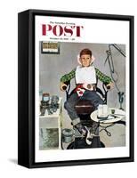 "In the Dentist's Chair" Saturday Evening Post Cover, October 19, 1957-Kurt Ard-Framed Stretched Canvas