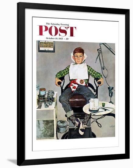 "In the Dentist's Chair" Saturday Evening Post Cover, October 19, 1957-Kurt Ard-Framed Giclee Print