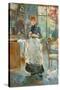 In the Dining Room. Dated: 1886. Dimensions: overall: 61.3 x 50 cm (24 1/8 x 19 11/16 in.) fram...-Berthe Morisot-Stretched Canvas