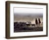 In the Early Morning, a Maasai Herdsboy and His Sister Drive their Flock of Sheep across the Dusty -Nigel Pavitt-Framed Photographic Print