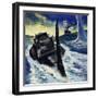 In the English Channel, the Ship Opened Fire on the Nautilus-null-Framed Giclee Print