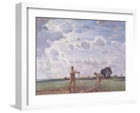 In the Fields of June, 1914 (Oil on Canvas)-George Clausen-Framed Giclee Print