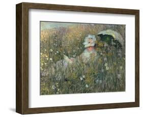 In the Flowering Meadow (Dans La Prairie), 1876-Claude Monet-Framed Giclee Print