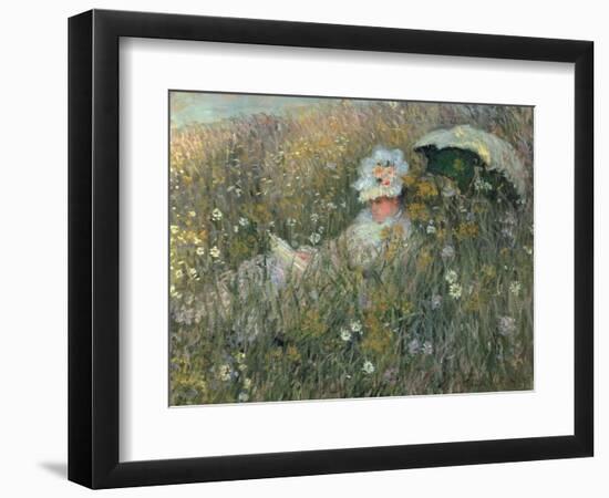 In the Flowering Meadow (Dans La Prairie), 1876-Claude Monet-Framed Giclee Print