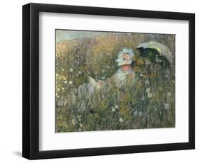 In the Flowering Meadow (Dans La Prairie), 1876-Claude Monet-Framed Giclee Print