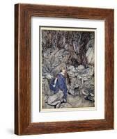 In the Forked Glen into Which He Slipped at Night-Fall He Was Surrounded by Giant Toads-Arthur Rackham-Framed Giclee Print