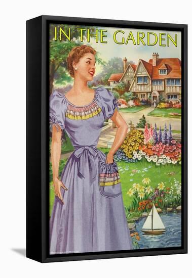 In The Garden, 50's Retro Dress II-null-Framed Stretched Canvas