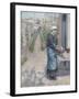 In the Garden at Pontoise: a Young Woman Washing Dishes, 1882-Camille Pissarro-Framed Giclee Print