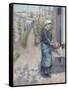 In the Garden at Pontoise: a Young Woman Washing Dishes, 1882-Camille Pissarro-Framed Stretched Canvas