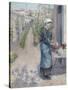 In the Garden at Pontoise: a Young Woman Washing Dishes, 1882-Camille Pissarro-Stretched Canvas