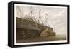 In the Harbour at Sheerness the Cable is Transferred from the Hulk to the Great Eastern-Robert Dudley-Framed Stretched Canvas
