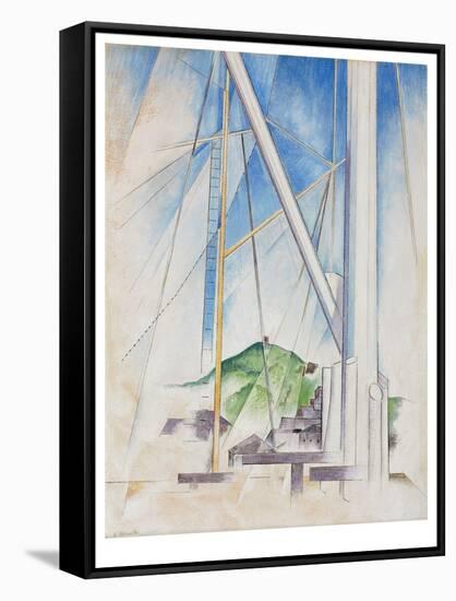 In the Key of Blue, C.1919 (Tempera & Pencil on Board)-Charles Demuth-Framed Stretched Canvas