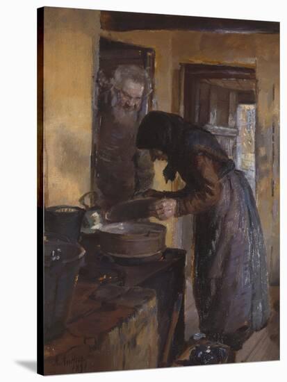 In the kitchen, 1891-Oscar Arnold Wergeland-Stretched Canvas