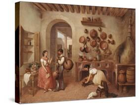In the Kitchen of the Hacienda-Manuel Serrano-Stretched Canvas