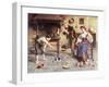 In the Kitchen painting-Eugenio Zampighi-Framed Giclee Print