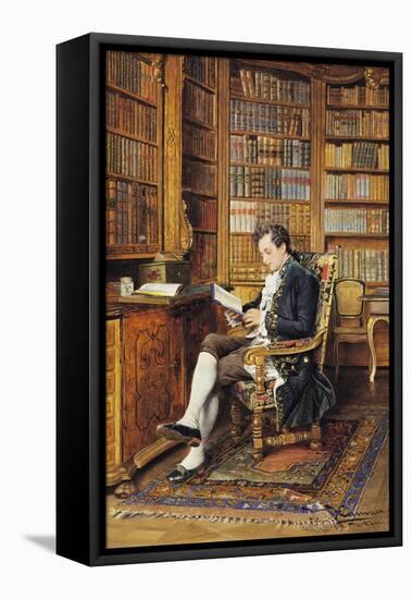 In the Library-Johann Hamza-Framed Stretched Canvas