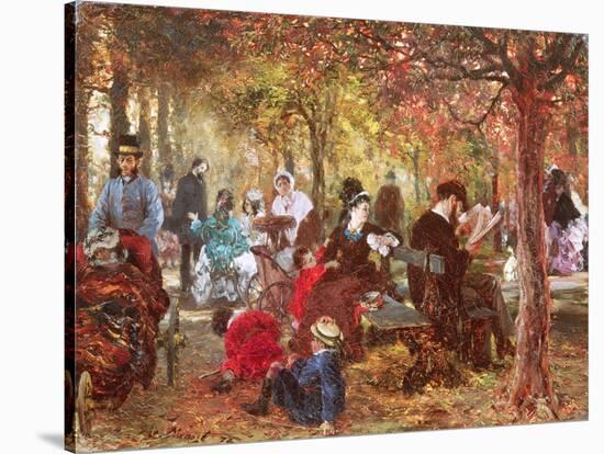 In the Luxembourg Gardens-Adolph von Menzel-Stretched Canvas