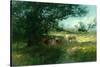 In the Meadows, Evening-William Charles Estall-Stretched Canvas