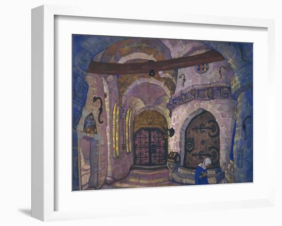In the Monastery. Stage Design for the Opera Sister Beatrice by A. Davydov, 1914-Nicholas Roerich-Framed Giclee Print