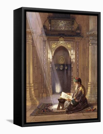 In the Mosque, (Watercolour Heightened with White and Touches of Gum Arabic 63)-Carl Friedrich Heinrich Werner-Framed Stretched Canvas