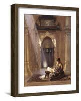 In the Mosque, (Watercolour Heightened with White and Touches of Gum Arabic 63)-Carl Friedrich Heinrich Werner-Framed Giclee Print