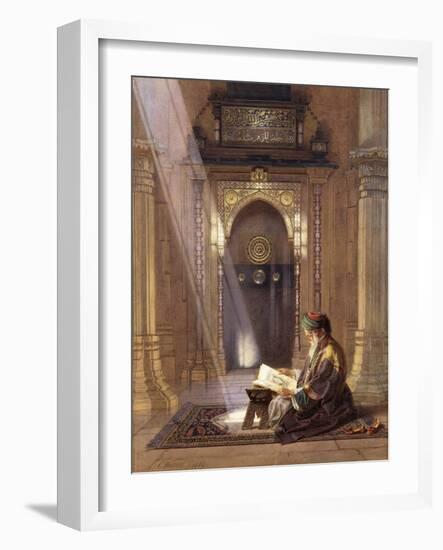 In the Mosque, (Watercolour Heightened with White and Touches of Gum Arabic 63)-Carl Friedrich Heinrich Werner-Framed Giclee Print