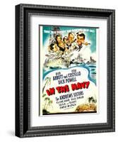 In the Navy, Dick Powell, the Andrews Sisters, Bud Abbott, Lou Costello on Midget Window Card, 1941-null-Framed Art Print