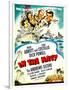 In the Navy, Dick Powell, the Andrews Sisters, Bud Abbott, Lou Costello on Midget Window Card, 1941-null-Framed Art Print