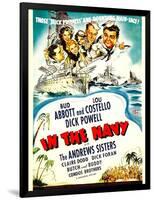 In the Navy, Dick Powell, the Andrews Sisters, Bud Abbott, Lou Costello on Midget Window Card, 1941-null-Framed Art Print