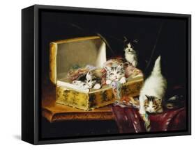 In the Needle Box, (Oil on Canvas)-Jules Leroy-Framed Stretched Canvas