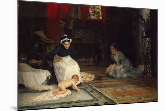 In the Nursery, 1885-Albert Gustaf Aristides Edelfelt-Mounted Giclee Print