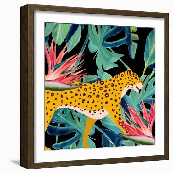 In the Palms Leopards 1-Kimberly Allen-Framed Art Print