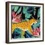 In the Palms Leopards 1-Kimberly Allen-Framed Art Print