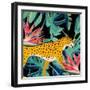 In the Palms Leopards 1-Kimberly Allen-Framed Art Print