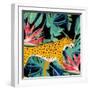 In the Palms Leopards 1-Kimberly Allen-Framed Art Print