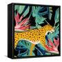 In the Palms Leopards 1-Kimberly Allen-Framed Stretched Canvas