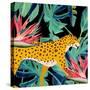 In the Palms Leopards 1-Kimberly Allen-Stretched Canvas