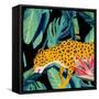 In the Palms Leopards 2-Kimberly Allen-Framed Stretched Canvas