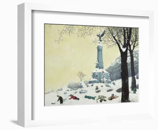 In the Park, Winter, from the Four Seasons in Quebec-Stephane Poulin-Framed Giclee Print