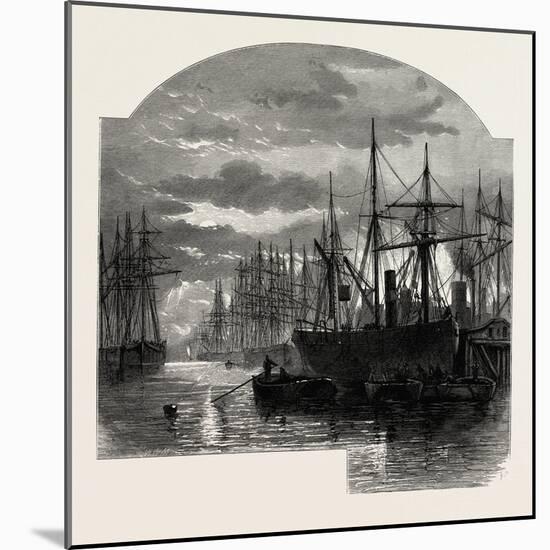 In the Pool, Colliers Unloading, Scenery of the Thames, UK, 19th Century-null-Mounted Giclee Print