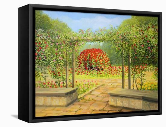 In The Rose Garden-kirilstanchev-Framed Stretched Canvas