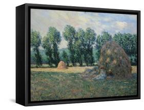 In the Shadow of a Haystack, 1885-Claude Monet-Framed Stretched Canvas