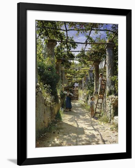 In the Shadow of an Italian Pergola, A Warm Afternoon in Anacapri-Peder Mork Monsted-Framed Giclee Print