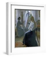 In the Studio, Anna Ancher, the Artist's Wife Painting-Michael Peter Ancher-Framed Giclee Print