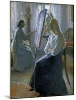 In the Studio, Anna Ancher, the Artist's Wife Painting-Michael Peter Ancher-Mounted Giclee Print