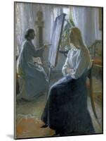 In the Studio, Anna Ancher, the Artist's Wife Painting-Michael Peter Ancher-Mounted Giclee Print