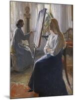 In the Studio; Anna Ancher, the Artist's Wife Painting-Michael Peter Ancher-Mounted Giclee Print