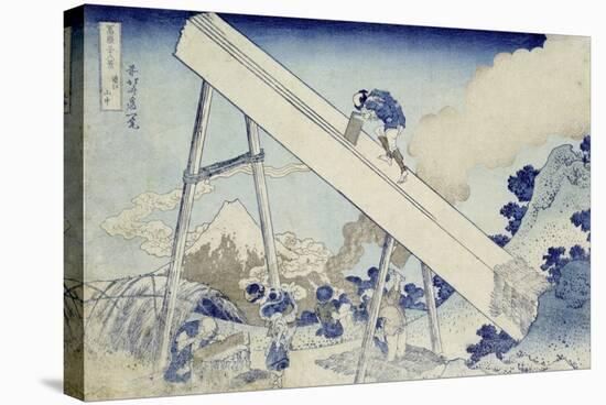 In the Totomi Mountains', from the Series 'Thirty Six Views of Mount Fuji'-Katsushika Hokusai-Stretched Canvas