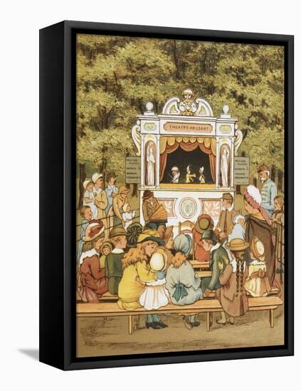 In the Tuilleries Gardens. Children Watching a Punch and Judy Puppet Show-Ellen Houghton-Framed Stretched Canvas